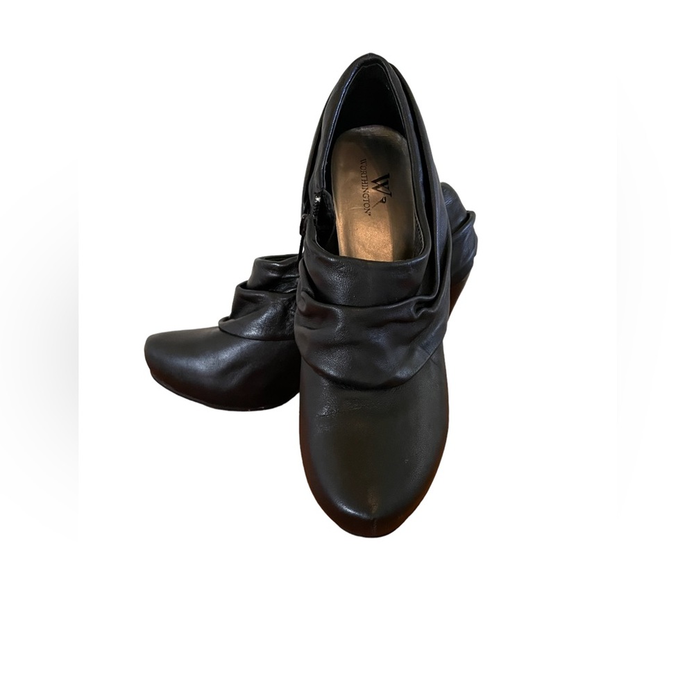 Worthington black leather booties, size 8